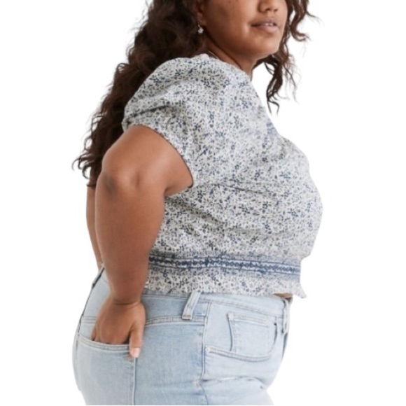 Madewell Plus Jeanette Top in Florentine Floral Blue Women's Top Size 3X - Picture 3 of 4